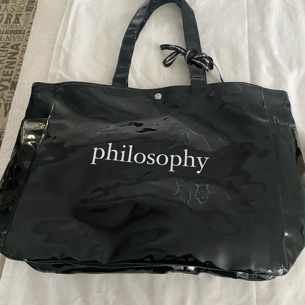 Philosophy Glossy Black Tote with Skincare Collection - Picture 2 of 8